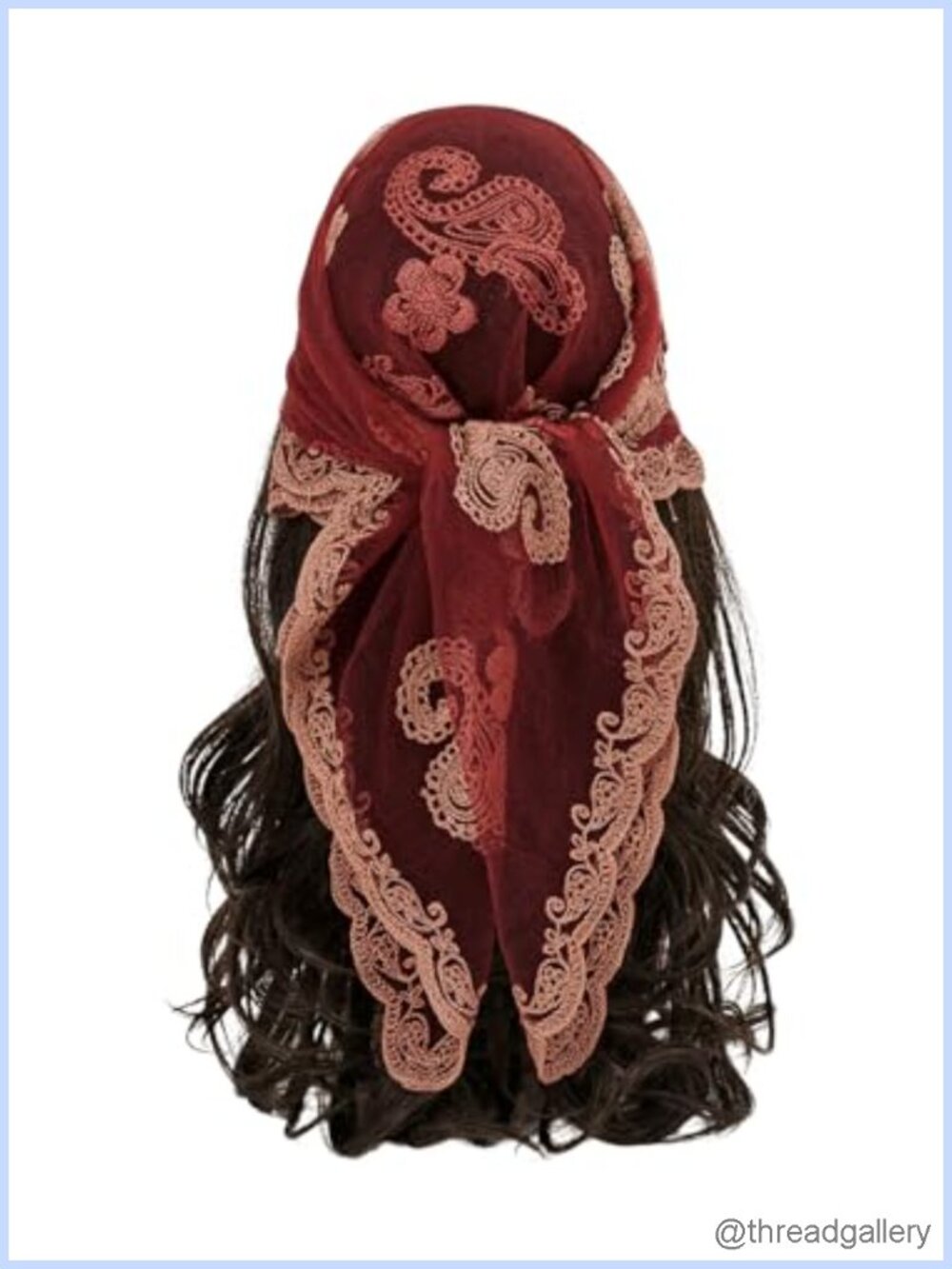 Floerns Women's Sheer Lace Flower Embroidery Hair Scarf Bandana One Size